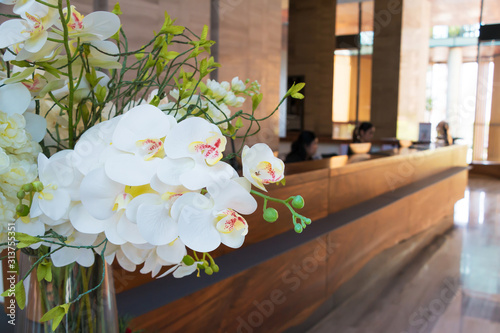 hotel front office with blur background