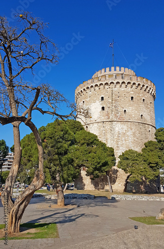 salonica or Thessaloniki white tower on the city port, greece