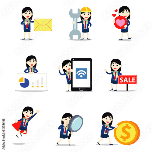 Set of woman character in divorce lawyer.