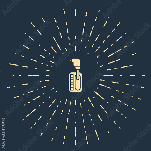 Beige Gear shifter icon isolated on blue background. Transmission icon. Abstract circle random dots. Vector Illustration