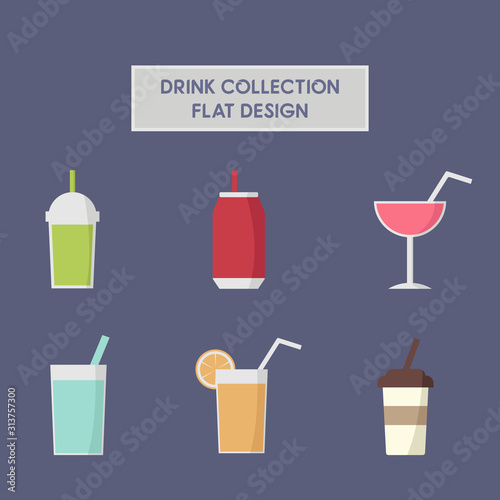 set vector illustration icon drink flat design bundle
