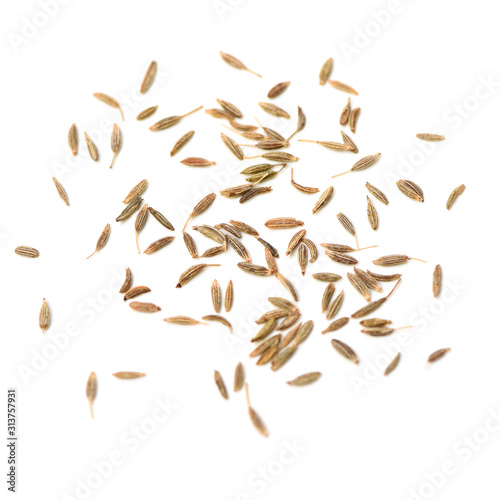 cumin seeds on white background