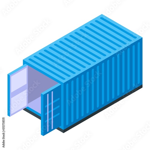 Blue cargo container icon. Isometric of blue cargo container vector icon for web design isolated on white background