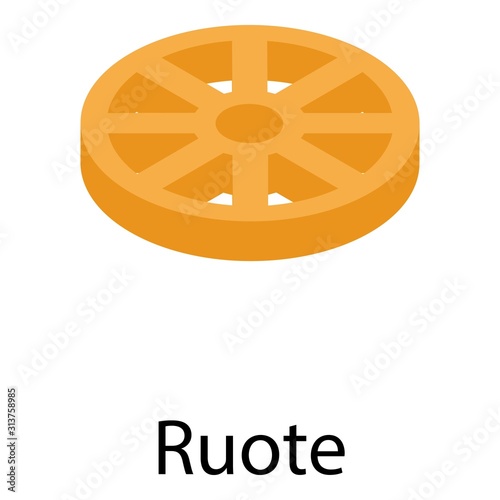 Ruote pasta icon. Isometric of ruote pasta vector icon for web design isolated on white background