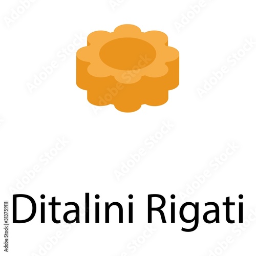 Ditalini rigati pasta icon. Isometric of ditalini rigati pasta vector icon for web design isolated on white background