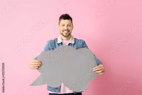 Man with blank speech bubbl...