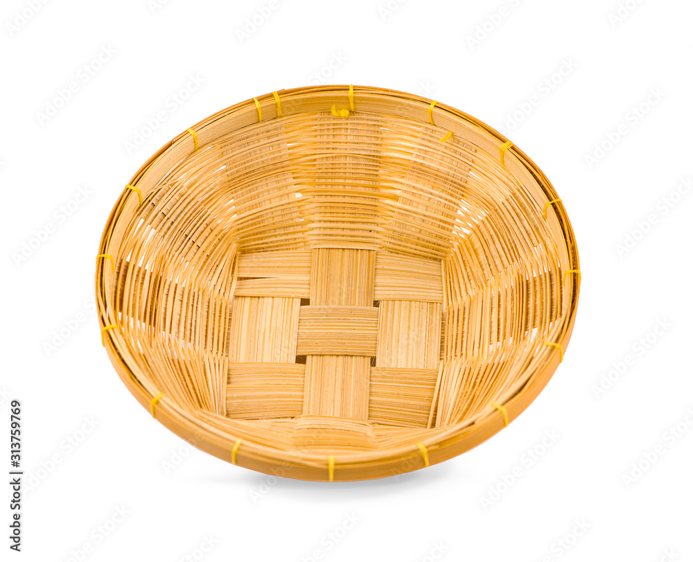 Fototapeta premium vintage weave wicker basket an isolated on white background