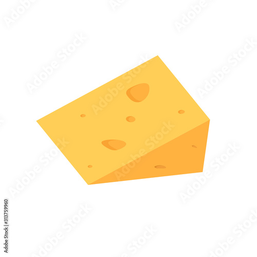 A piece of cheese with holes. Isolated against a white background. Stock vector graphics
