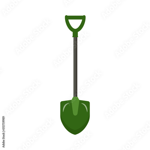 Green garden shovel with a holder. Isolated against a white background. Stockovafia vector graphics