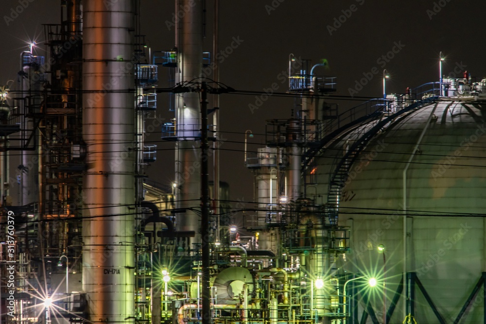 industrial plant at night