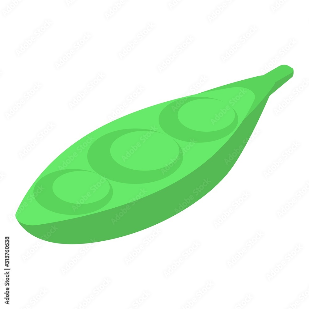 Green soybean icon. Isometric of green soybean vector icon for web design isolated on white background Green soybean icon. Isometric of green soybean vector icon for web design isolated on white background