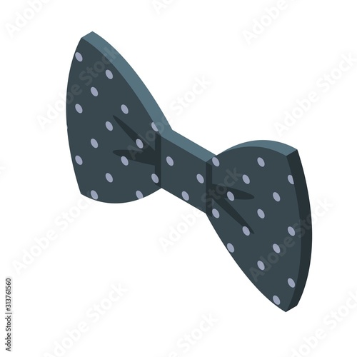 Black dotted bowtie icon. Isometric of black dotted bowtie vector icon for web design isolated on white background