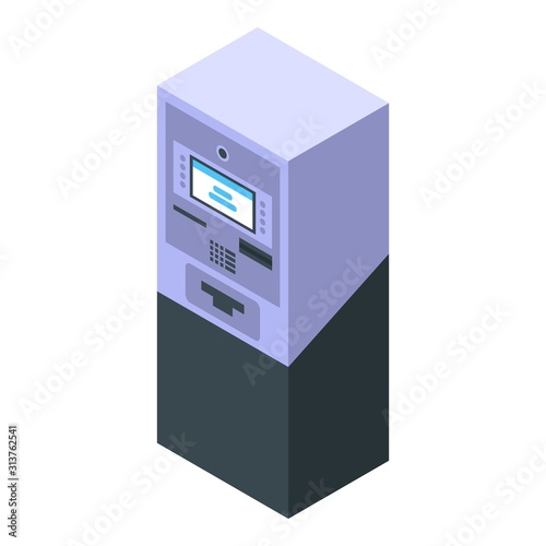 Two color ATM icon. Isometric of two color ATM vector icon for web design isolated on white background