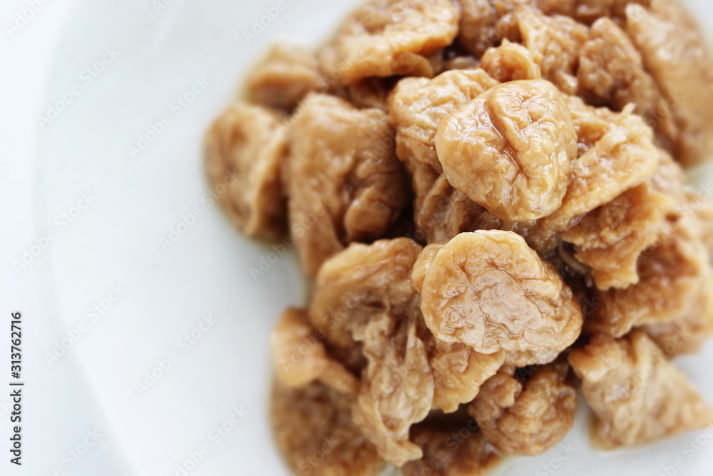Chinese food, deep fried tofu simmered for vegetarian food Chinese food, deep fried tofu simmered for vegetarian food