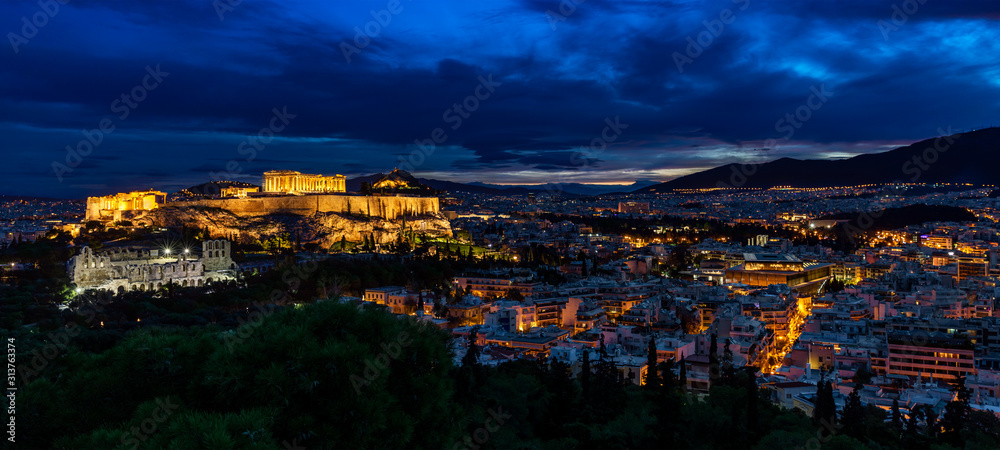 Panorama of Athens by Night
