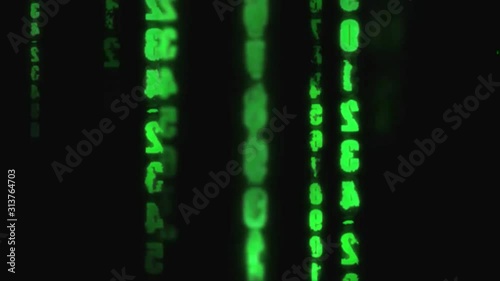 Green numbers alternating black background footage.