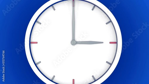 Rotating clock footage Blue background.