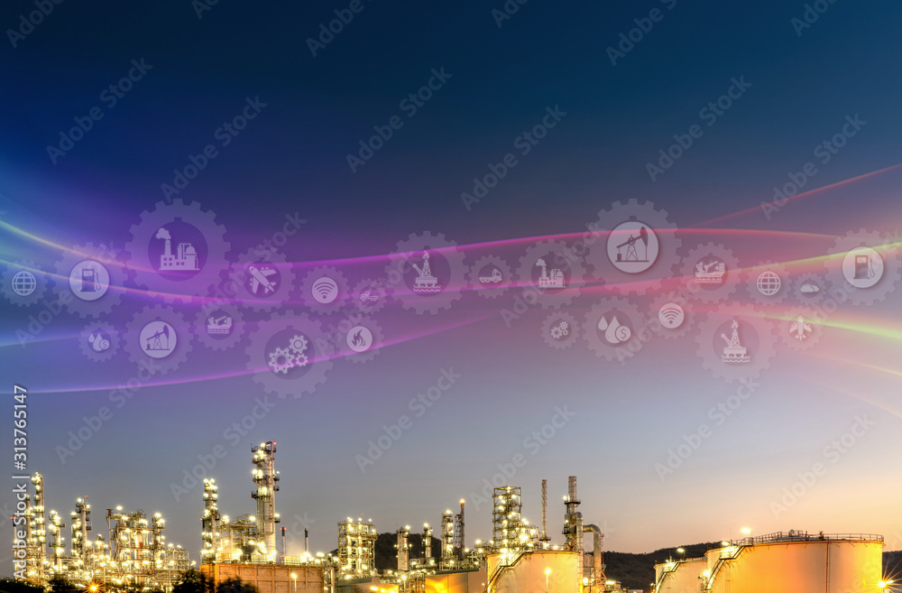 Oil and Gas Refinery plant as icon concept petrochemical industry.