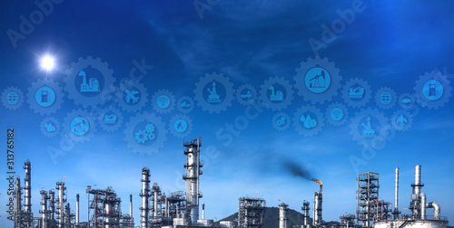 Oil and Gas Refinery plant as icon concept petrochemical industry.