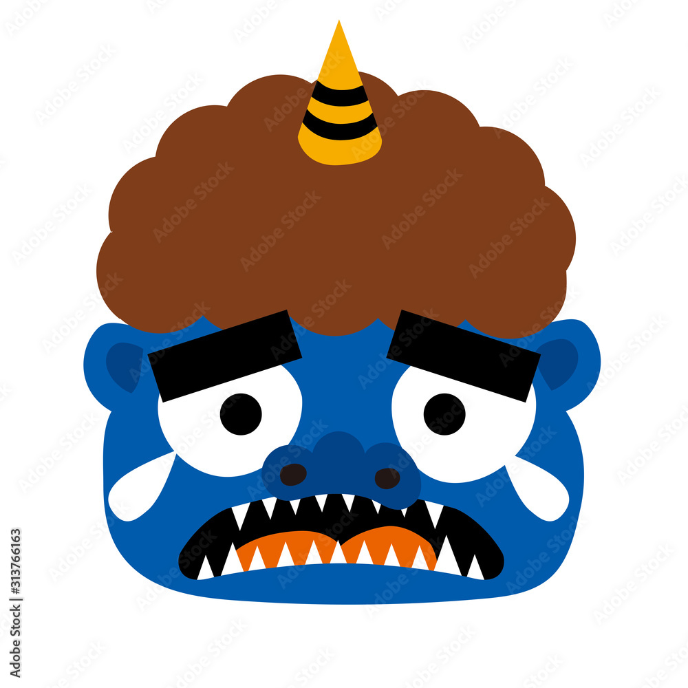 泣いた青鬼の顔のイラスト マンガ 節分 立春のイメージの素材 Stock ベクター Adobe Stock