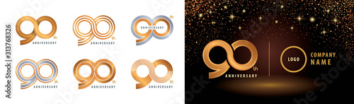 Set of 90th Anniversary logotype design, Ninety years anniversary celebration photo
