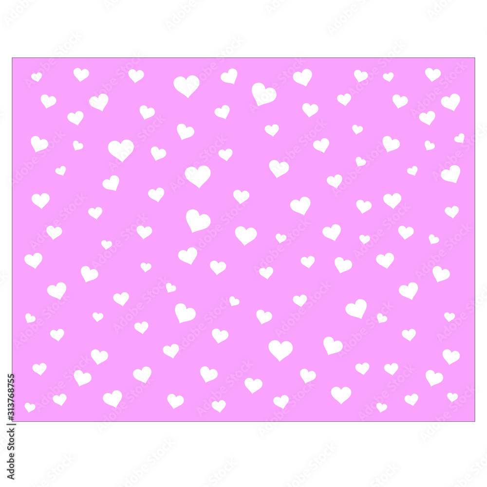 Heart-shaped background, white in a pinkscene