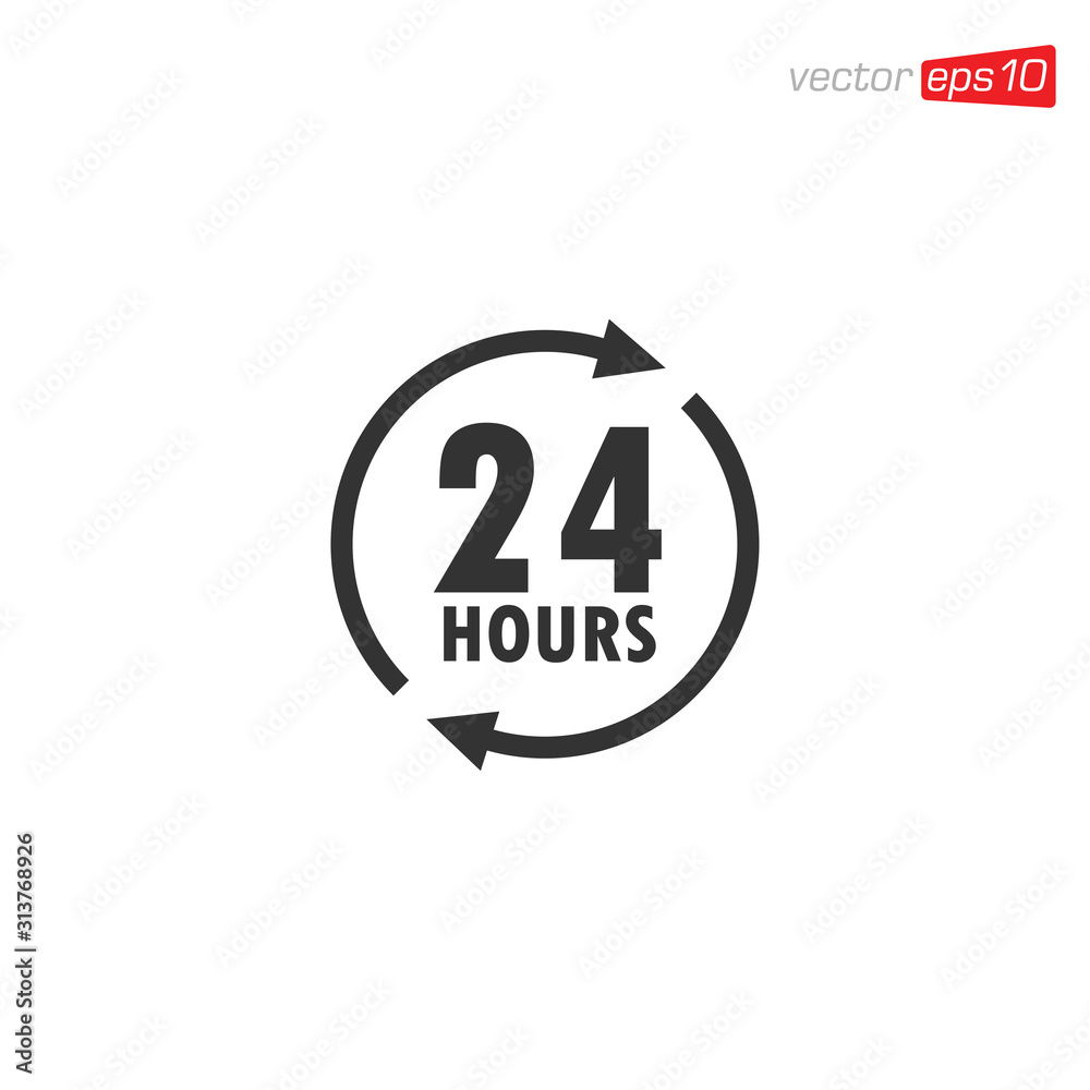 24 Hours Sign Icon Design Vector 24 Hours Sign Icon Design Vector