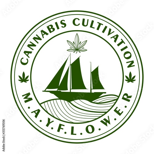 mayflower cannabis logo consept hemp industry