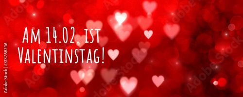 valentines day background german text - reminder - Am 14.02. ist Valentinstag