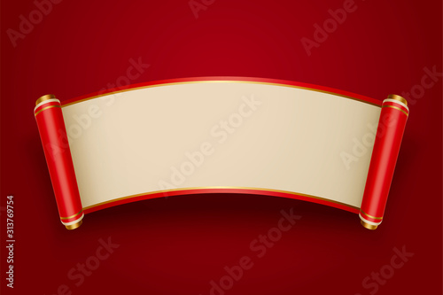 Retro Chinese style blank scroll