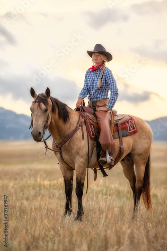 cowgirl and horse