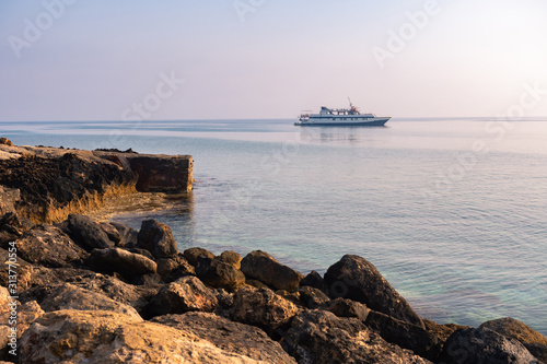 Cruise Yacht. The ship floa...