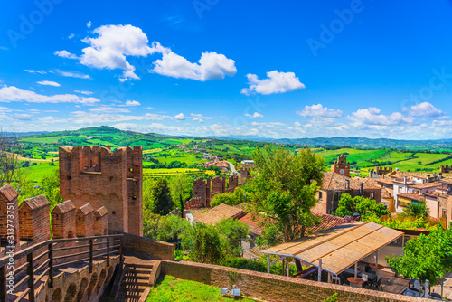 Gradara medieval village view from castle, Pesaro and Urbino, Marche region, Italy