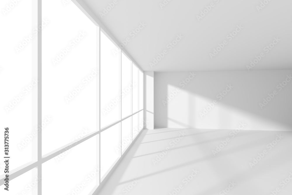 Empty white office business room with sunlight from large windows. Empty white office business room with sunlight from large windows.
