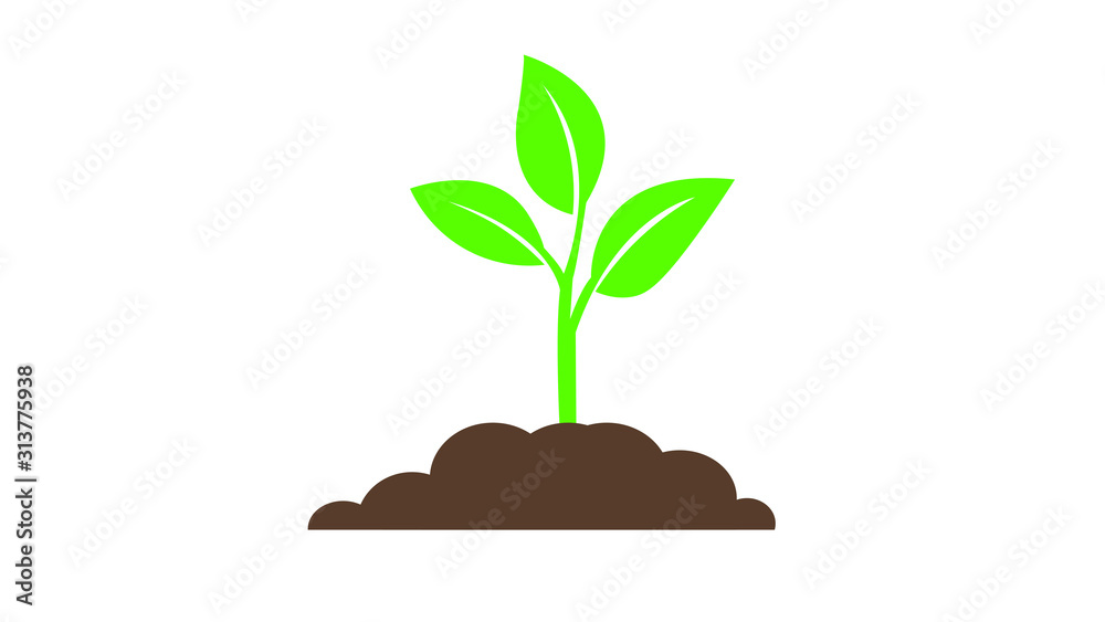 Seedling icon. Plant symbol. Sprout from the ground. Flat style Seedling icon. Plant symbol. Sprout from the ground. Flat style