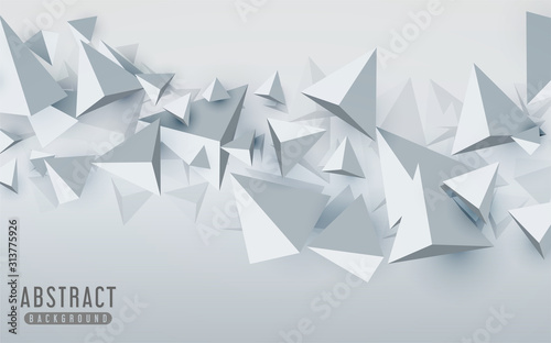 Fototapeta Naklejka Na Ścianę i Meble -  Colorful grey background with 3d polygonal triangle set. Modern abstract geometry background.