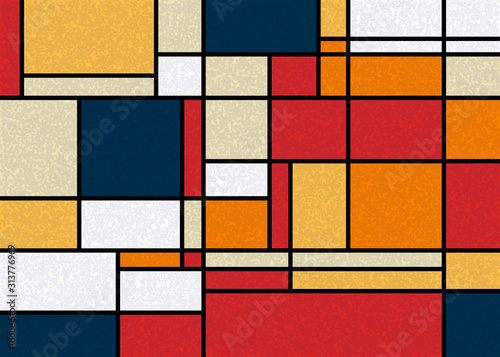 Fotografie, Obraz Piet Mondrian Style Computational Generative Art background illustration