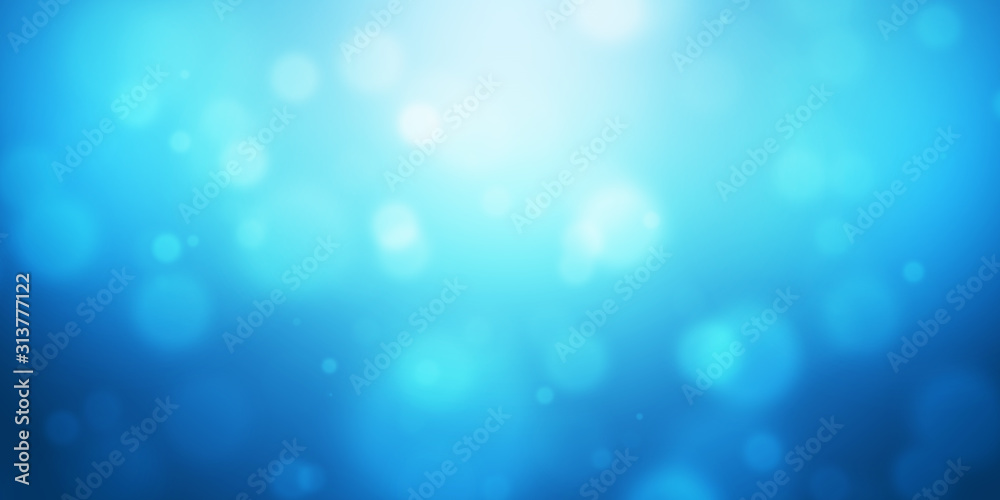 Abstract background blue bokeh beautiful bright light glitter sparkles. Soft color backdrop. Template for advertising design, cosmetic, banner, poster. Display product or montage. 3D rendering