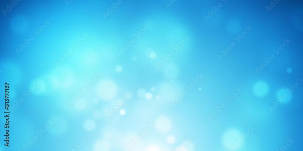 Abstract background blue bokeh beautiful bright light glitter sparkles. Soft color backdrop. Template for advertising design, cosmetic, banner, poster. Display product or montage. 3D rendering