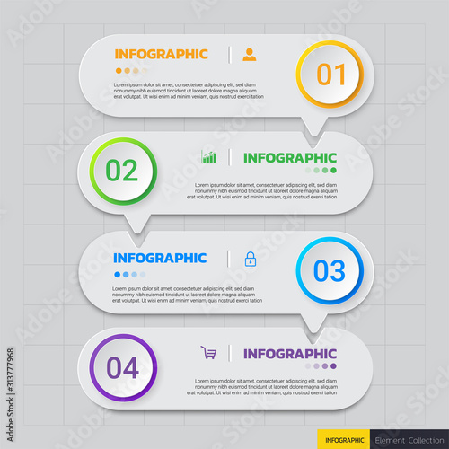 Modern Infographics steps template with rectangle banner.