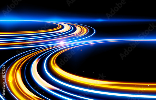 Slow Shutter Light Trails Effect in vector