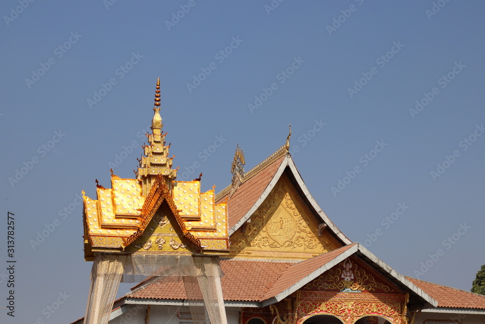 roof of temple in Laos