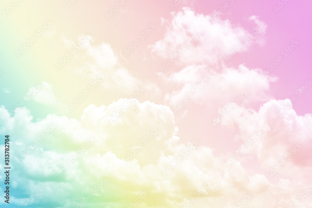 Cloud and sky with a pastel colored background.