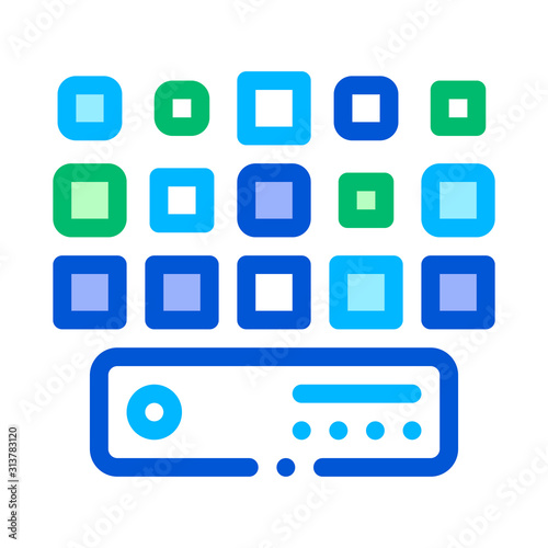 Networking Artificial Big Data Center Vector Icon Sign Thin Line. Artificial Intelligence Computer Safe Information Linear Pictogram. Technology Support, Cyborg, Microchip Contour Illustration