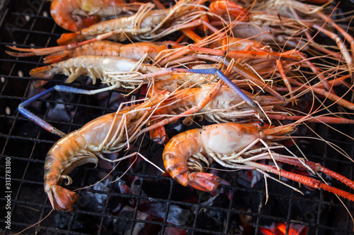 Grilled shrimp on the gril