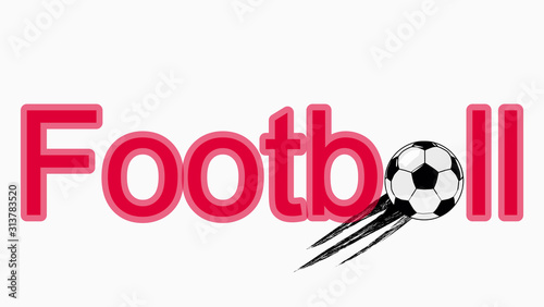 Stylish illustration of the inscription of the word football. Green colour. Soccer ball instead of letters. Sign, symbol