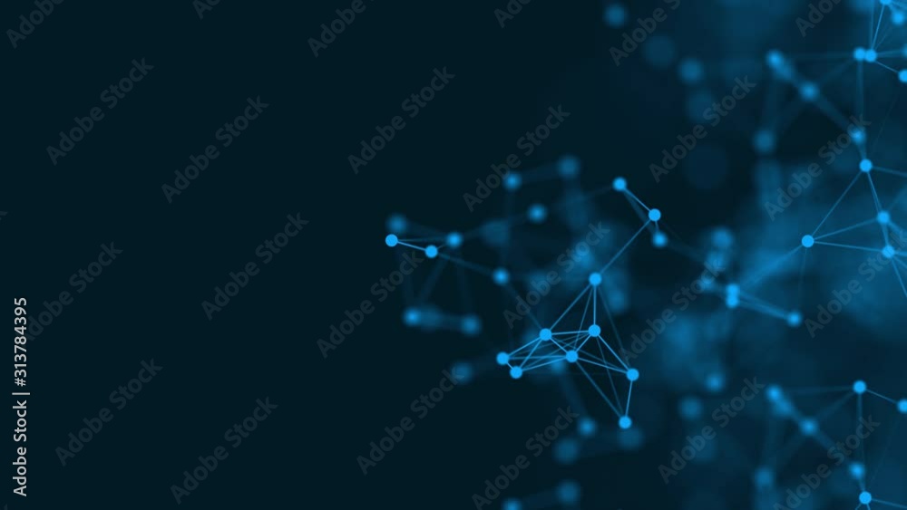 4K 3D rendering abstract futuristic with connection glowing lines and particle on dark blue background science. Technology concept. Plexus structure. Popular video footage motion graphics high quality