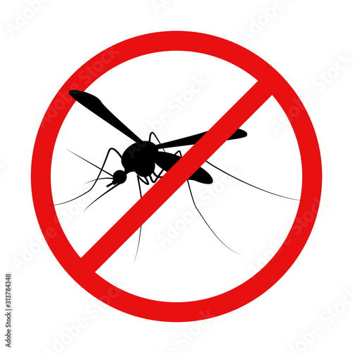 Mosquito warning prohibited sign. Anti insect design