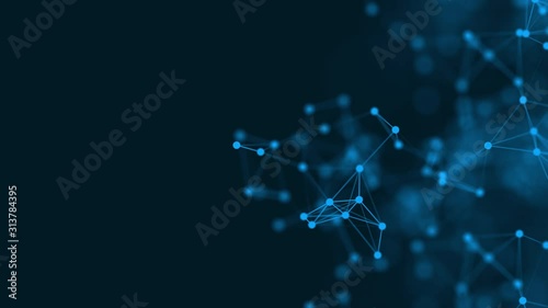 4K 3D rendering abstract futuristic with connection glowing lines and particle on dark blue background science. Technology concept. Plexus structure. Popular video footage motion graphics high quality