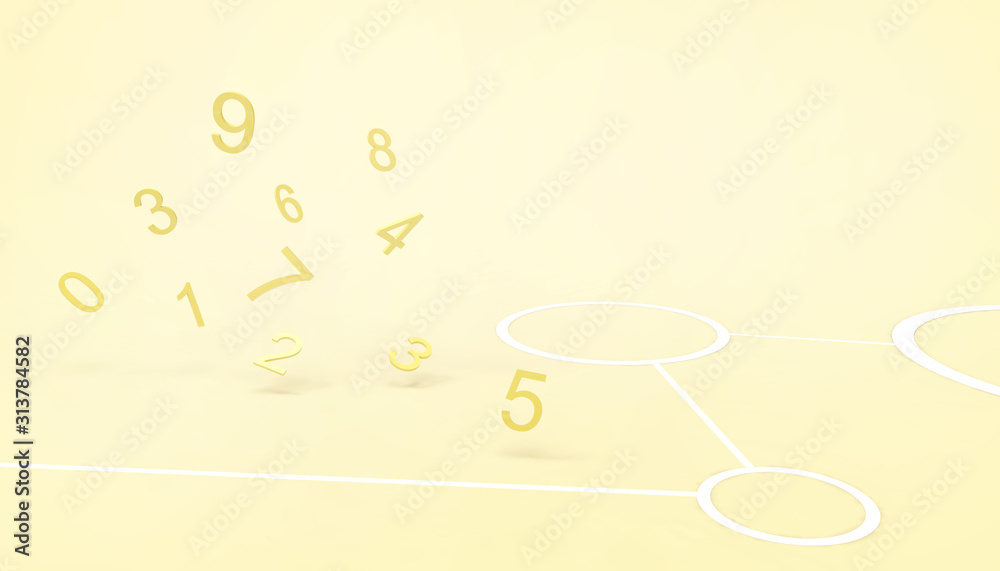 Leader Concept  and Ideas number random exploded. creative Abstract math on yellow  background - 3d rendering